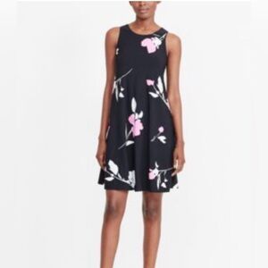Lauren Ralph Lauren Dress Size 8 Fun Black & Pink Floral Sleeveless‎ Dress 🖤🩷